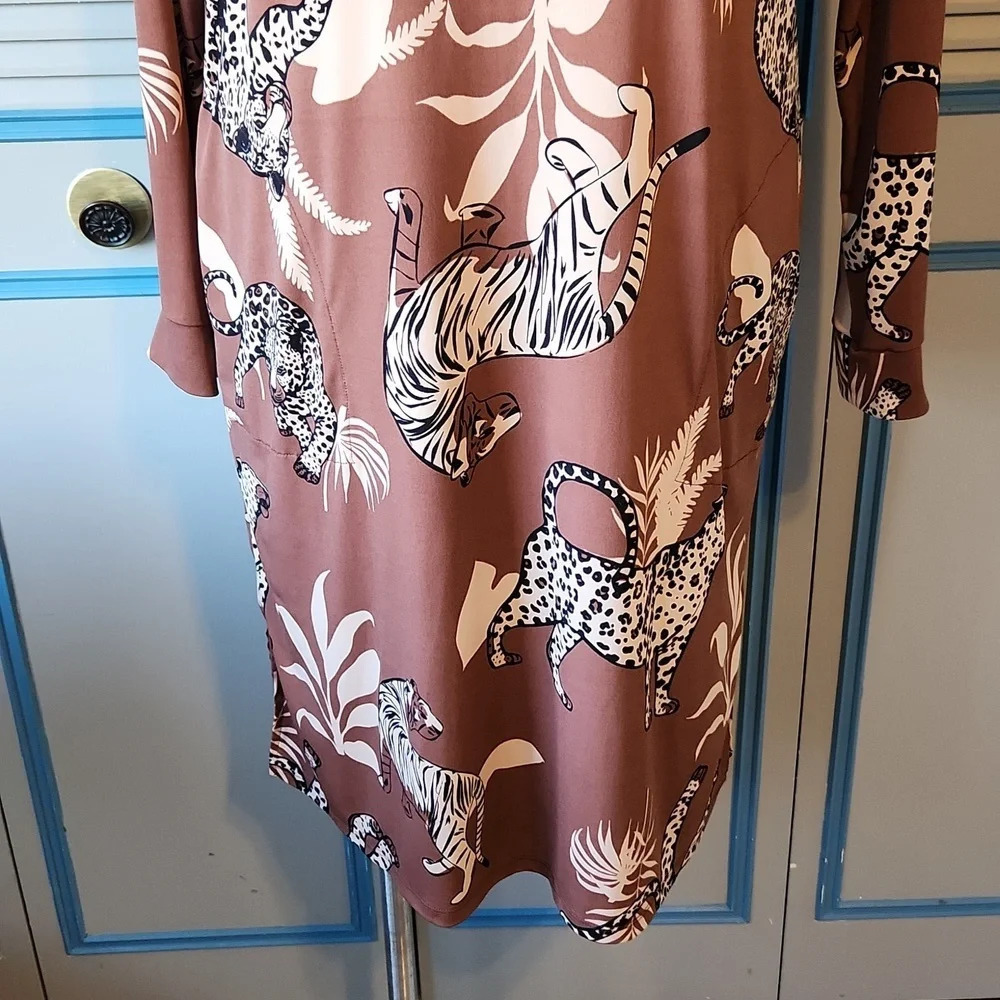 Breezies Brown Cheetah Print Dress - Picture 4 of 11